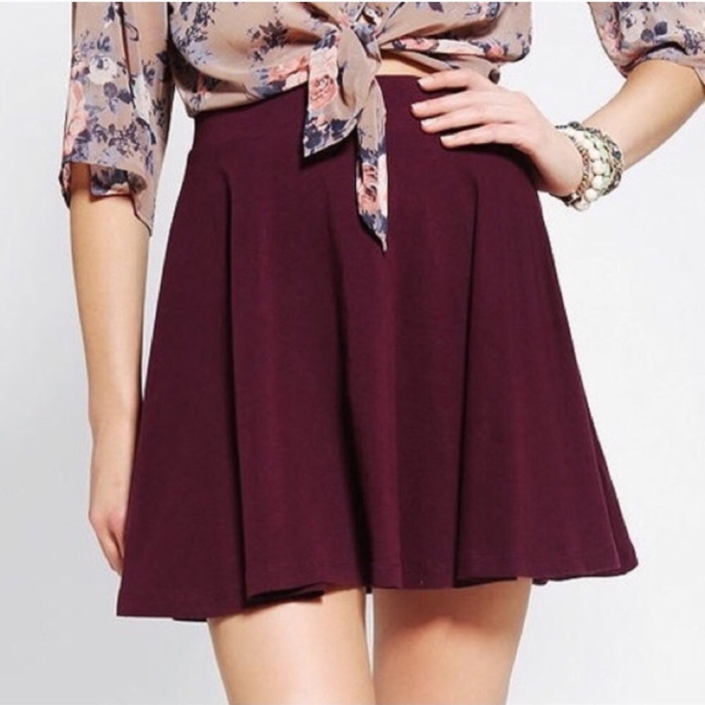 Pins and Needles Maroon Skater Skirt